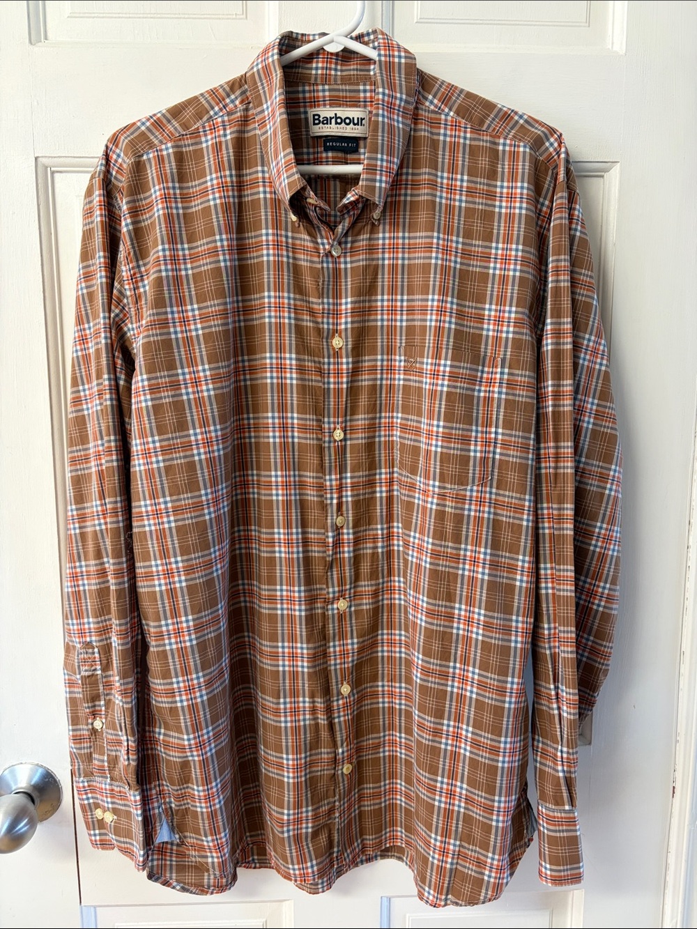Barbour men’s plaid button down collar dress shirt size large